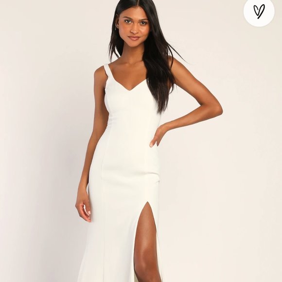 Lulus Dresses & Skirts - NWT Lulu's White Sleeveless Backless Mermaid Maxi Dress Wedding
